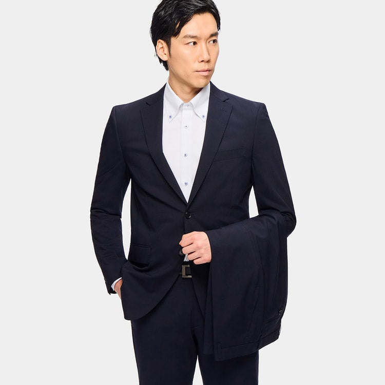 SUPER Aircool Washable Solid Slim Fit 2-Pant Suit - Navy SUPER Aircool Washable Solid Slim Fit 2-Pant Suit - Navy