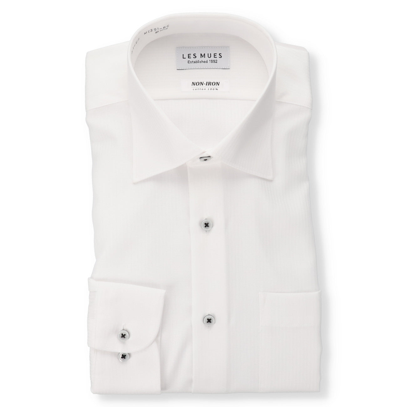 LES MUES Non-iron Cotton Wide Collar Shirt - Regular fit