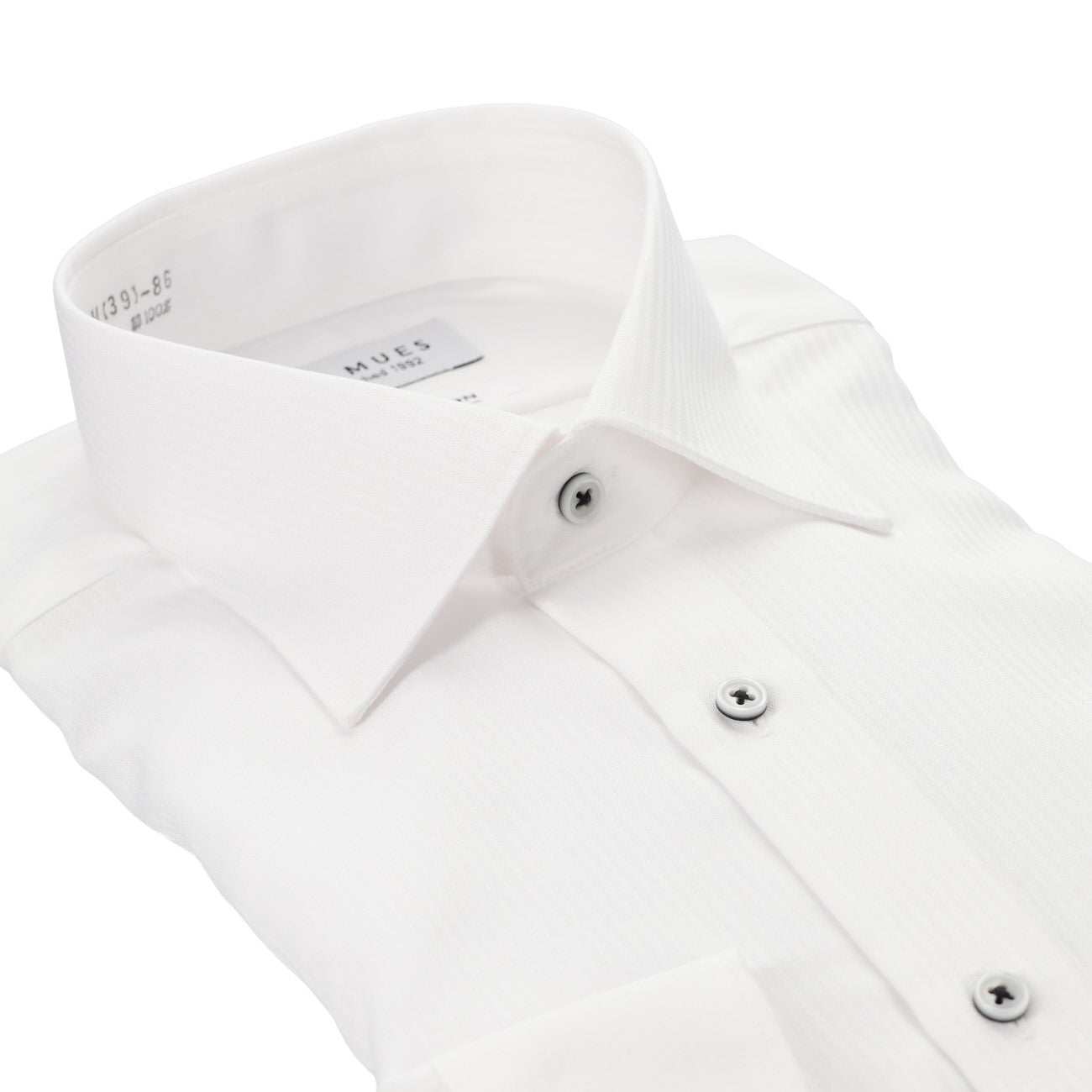 LES MUES Non-iron Cotton Wide Collar Shirt - Regular fit