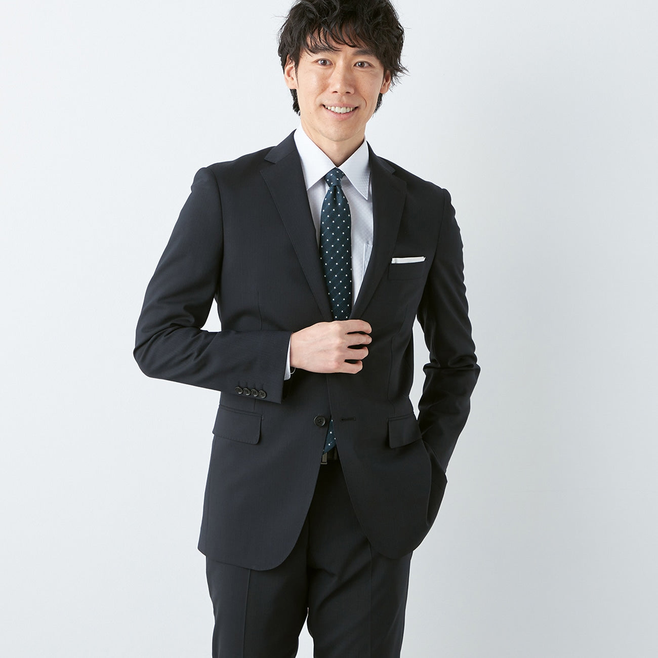 LES MUES Washable Two-pants Black Stripe British Slim Suit [Recycled Material]