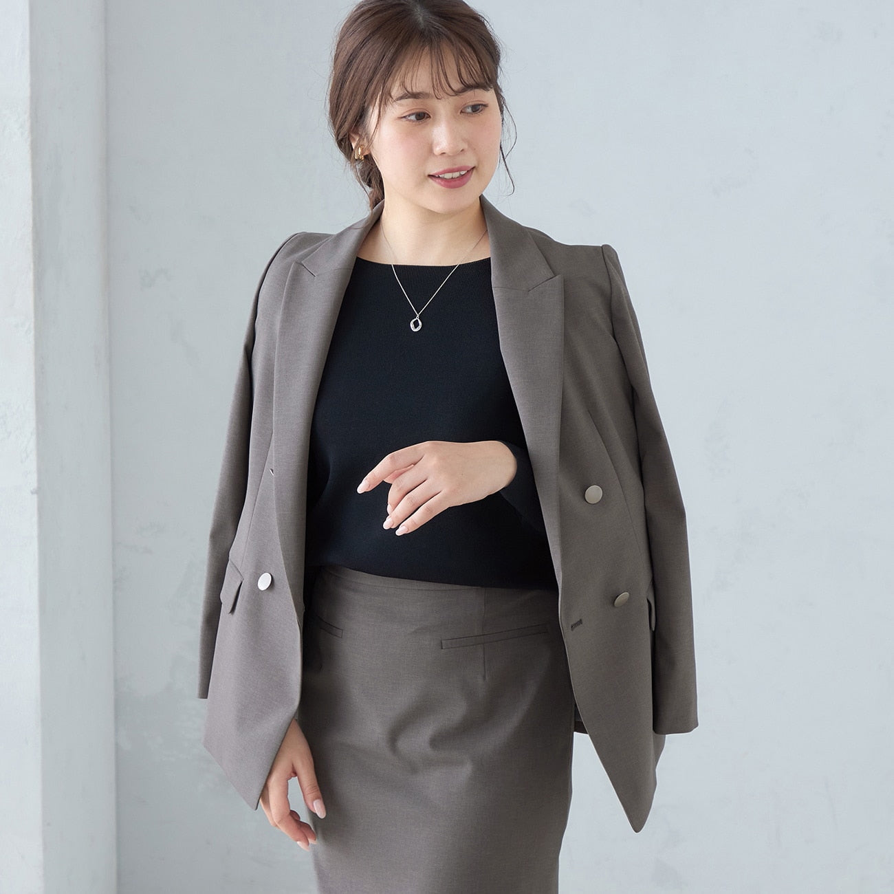 2-way Stretch Twill Charcoal Gray Double Jacket