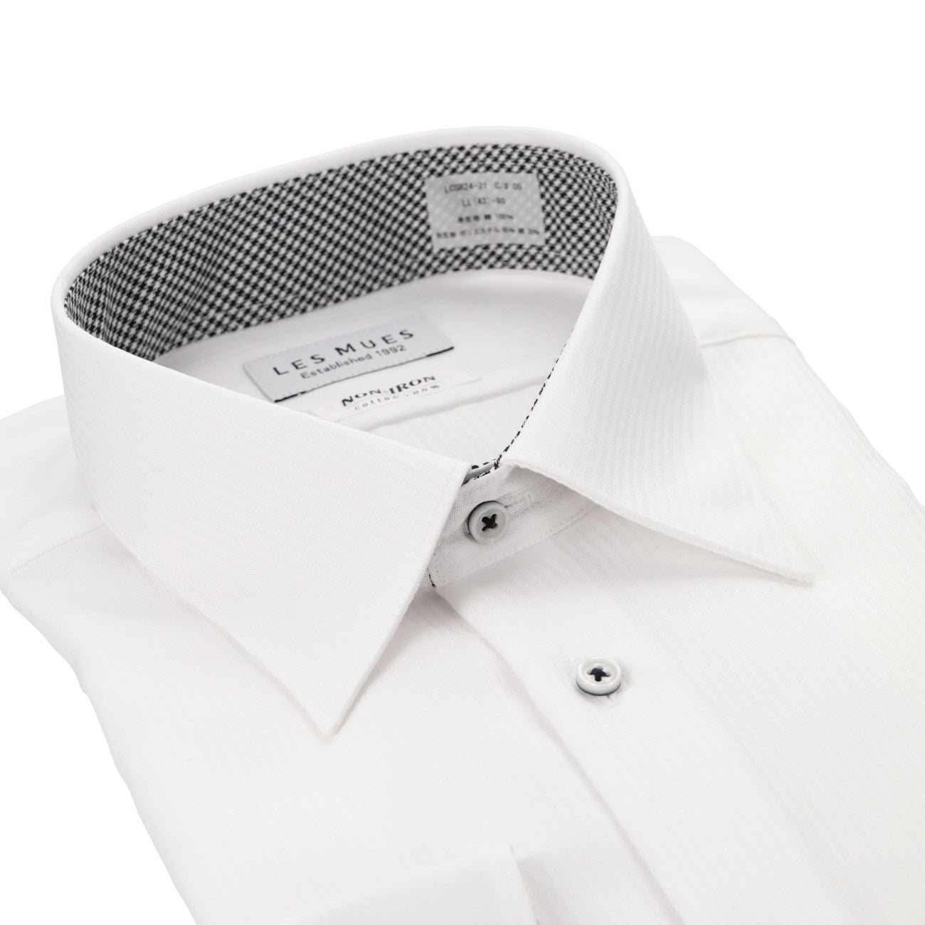 LES MUES Non-iron Cotton White Regular Collar Shirt - Regular fit