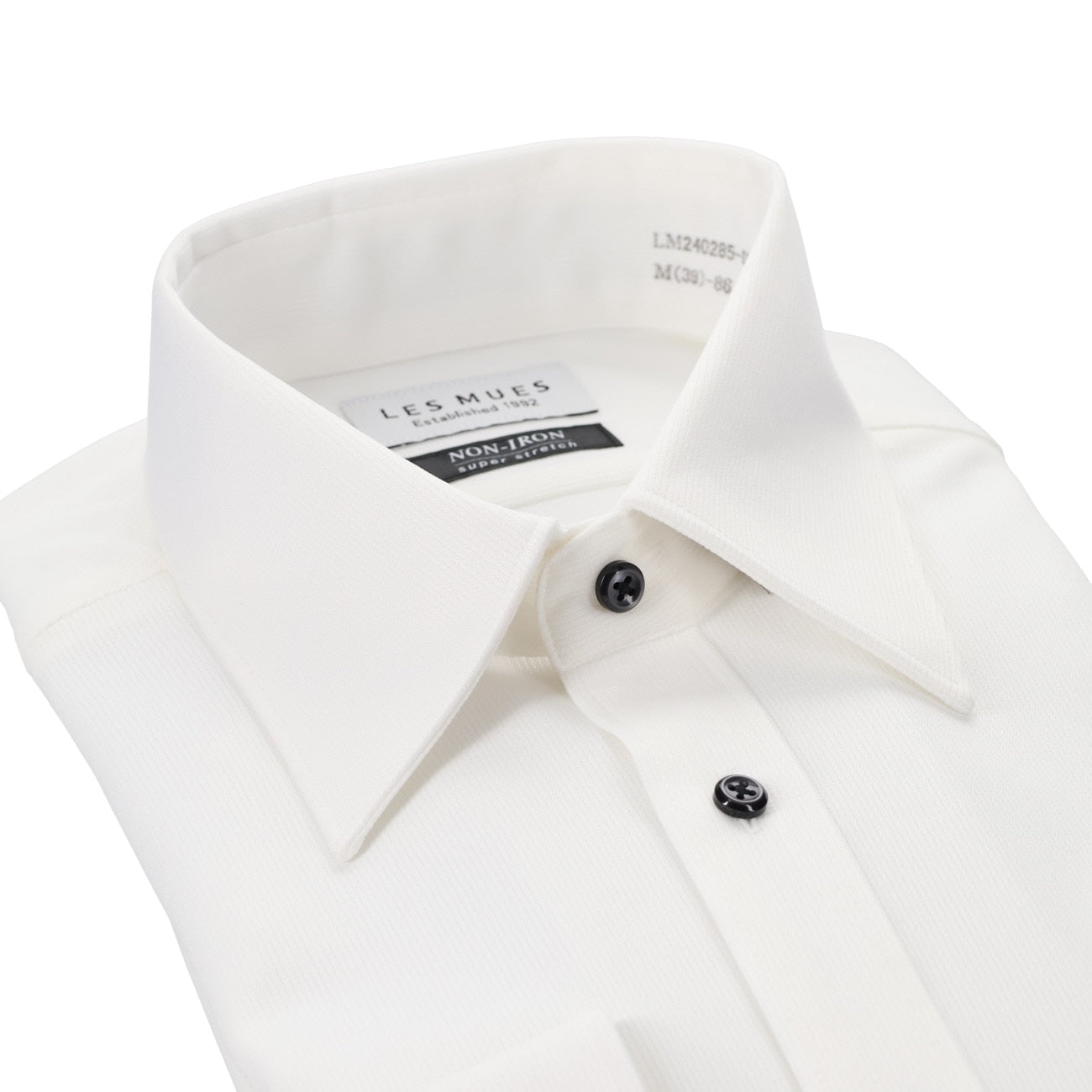 LES MUES Non-iron Super Stretch White Regular Collar Shirt - Regular fit [Recycled Material]