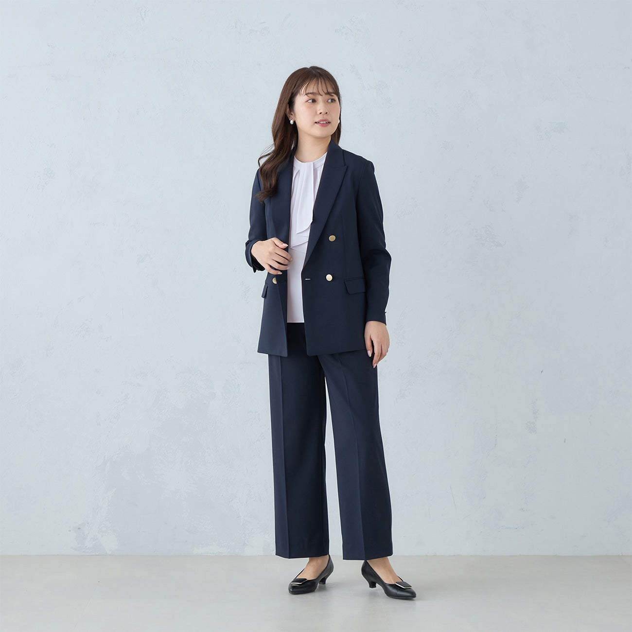 2-way Stretch Twill Navy Blue Wide Pants
