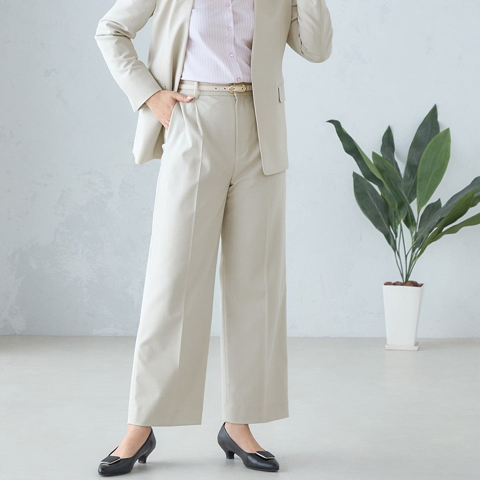 2-Way Stretch Twill Off-White Wide Pants