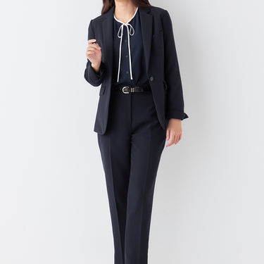 THE THIRD SUITS Double Cloth Cropped Pants - Navy_58