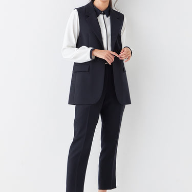 THE THIRD SUITS Double Cloth Cropped Pants - Navy_44