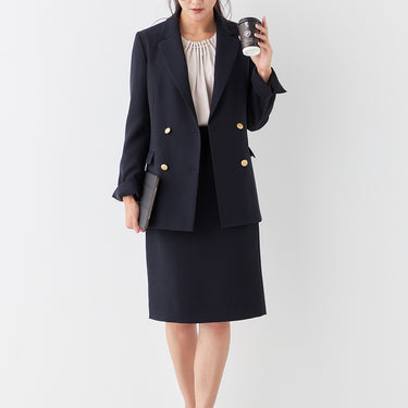 THE THIRD SUITS Double Cloth Tight Skirt - Navy_41