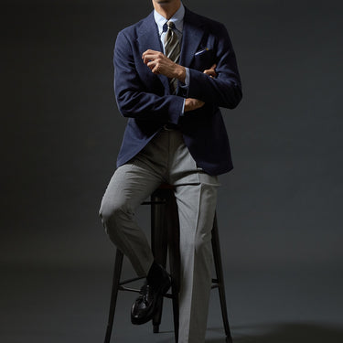 LUXE Line Cotton Button-down Shirt - Blue_14
