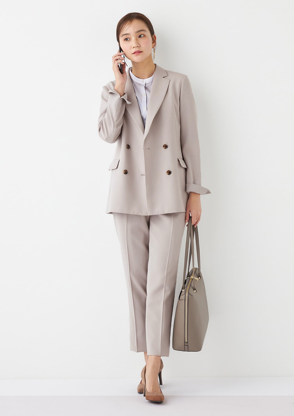 THE THIRD SUITS 雙排扣外套 - 米色_45