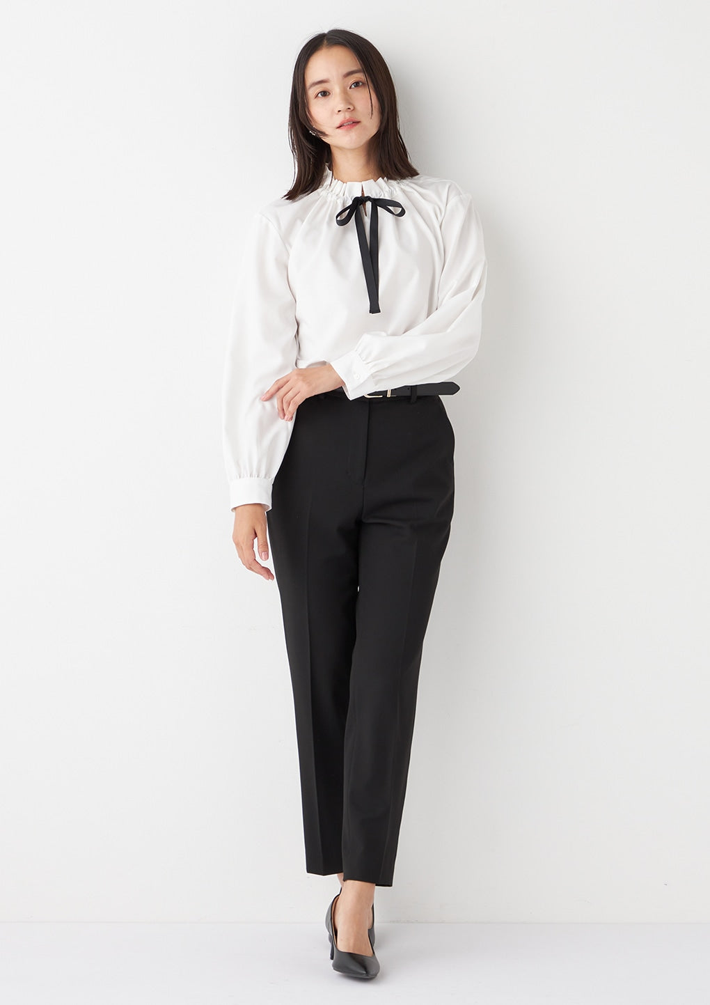 荷叶边双色上衣 - White_28