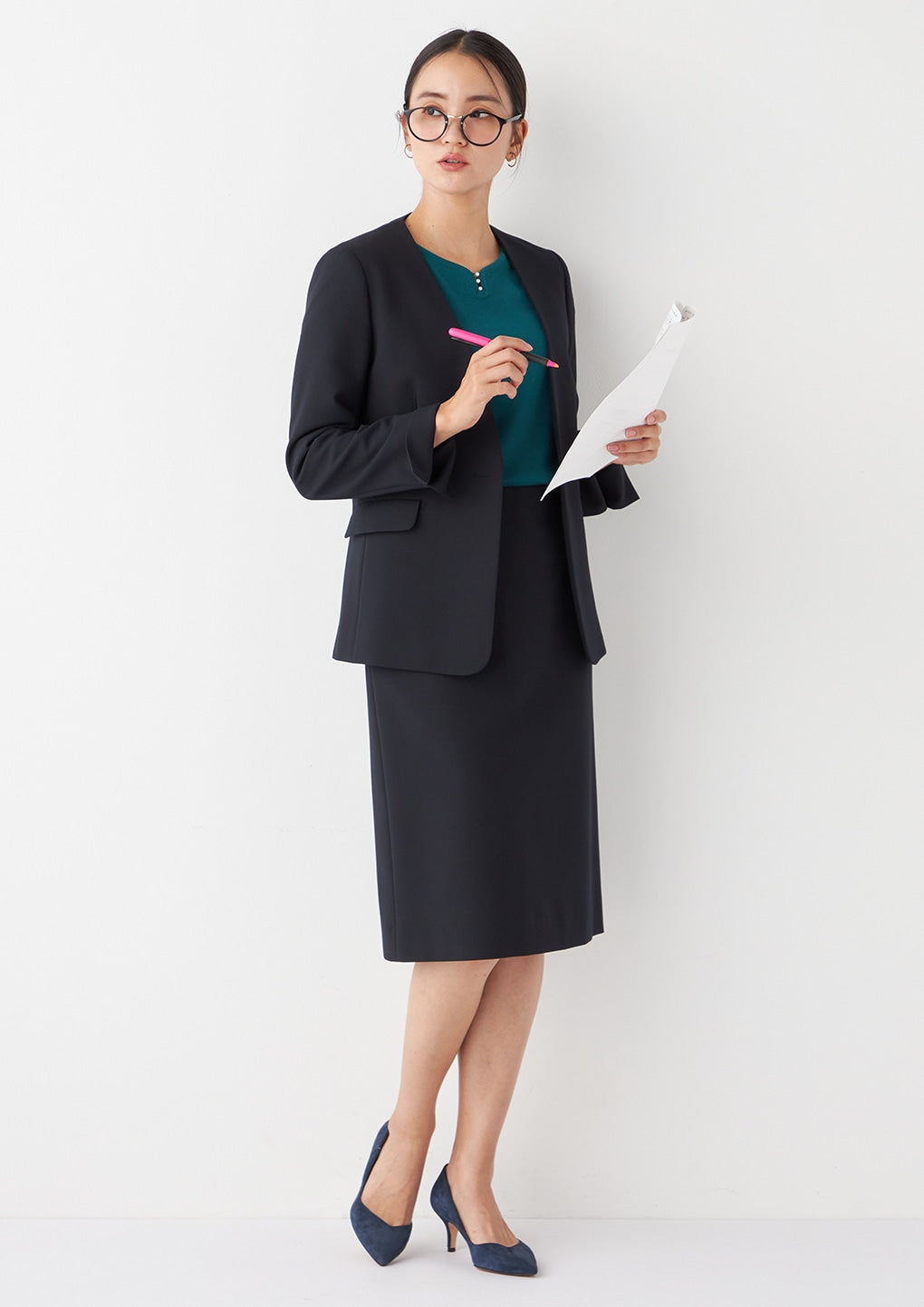 THE THIRD SUITS 無領雙織外套 -深藍