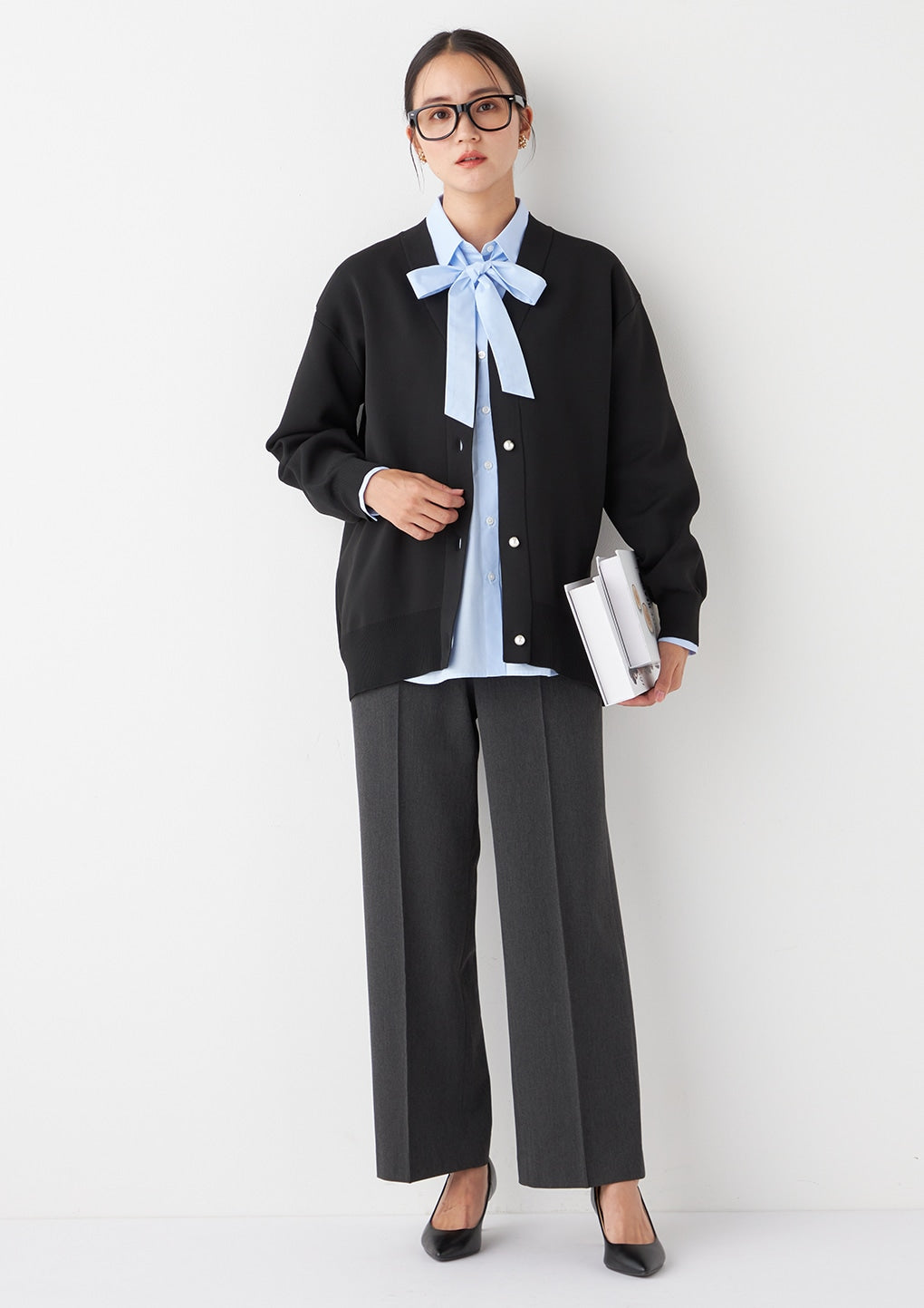 蝴蝶结上衣 - 蓝色_38