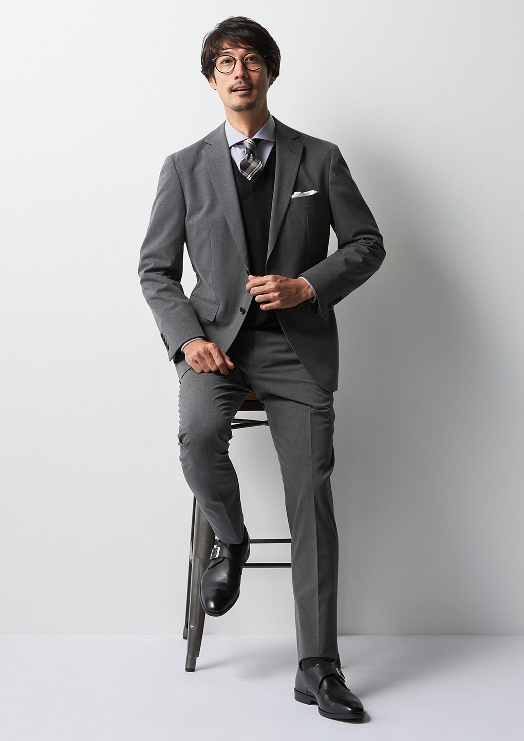 羊毛混纺 V 领毛衣_41