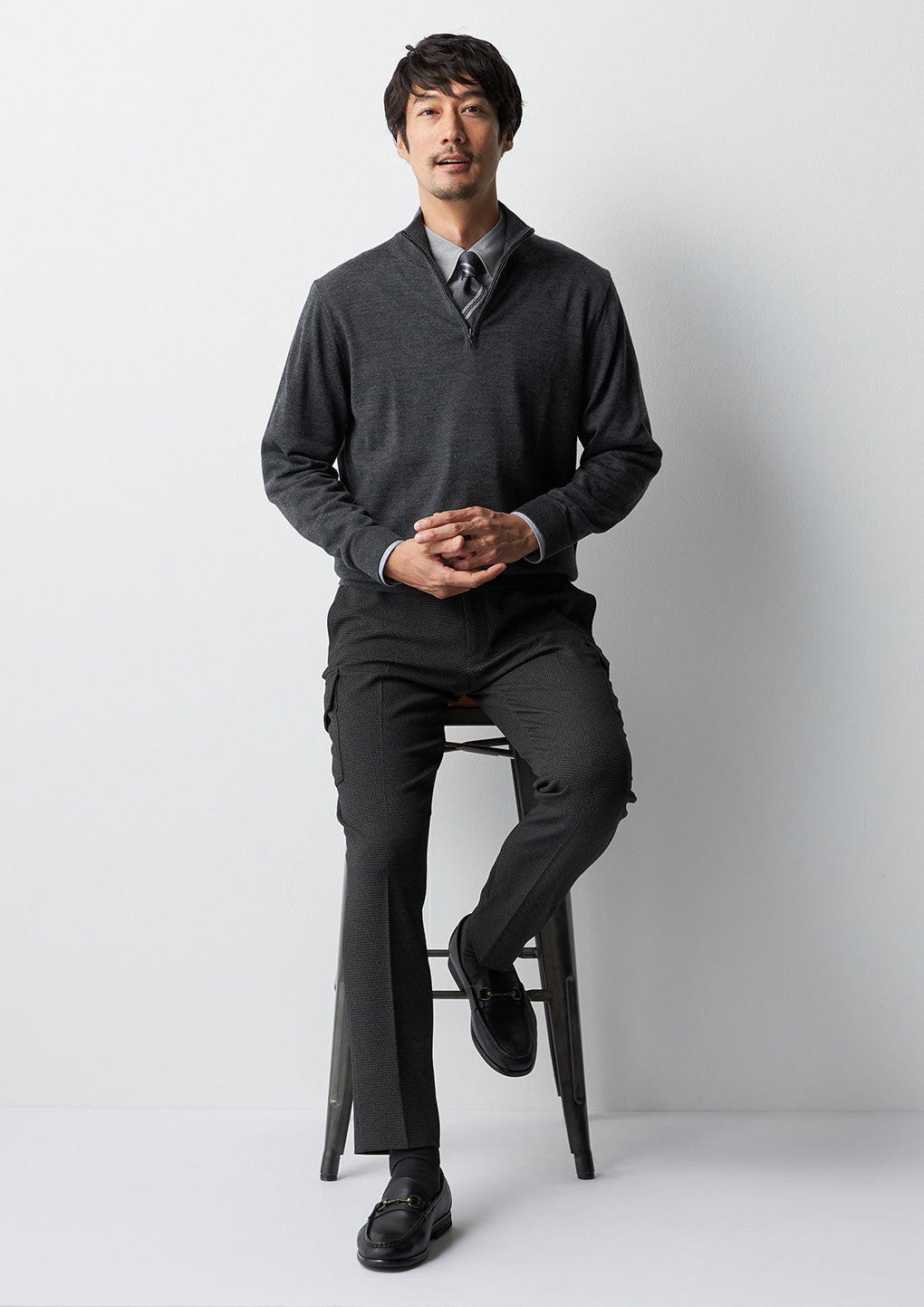 半拉链圆领毛衣_38