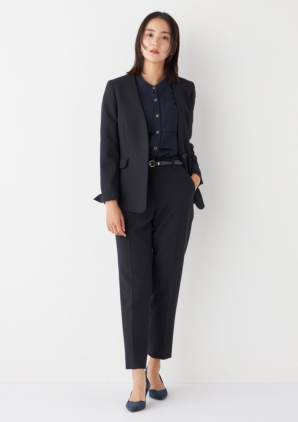 THE THIRD SUITS 無領雙織外套 -深藍