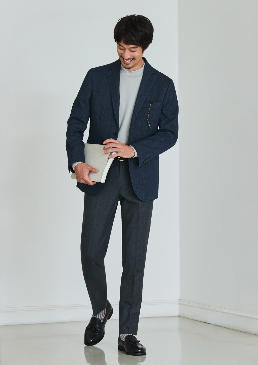 輕彈免燙舒適長褲 中灰