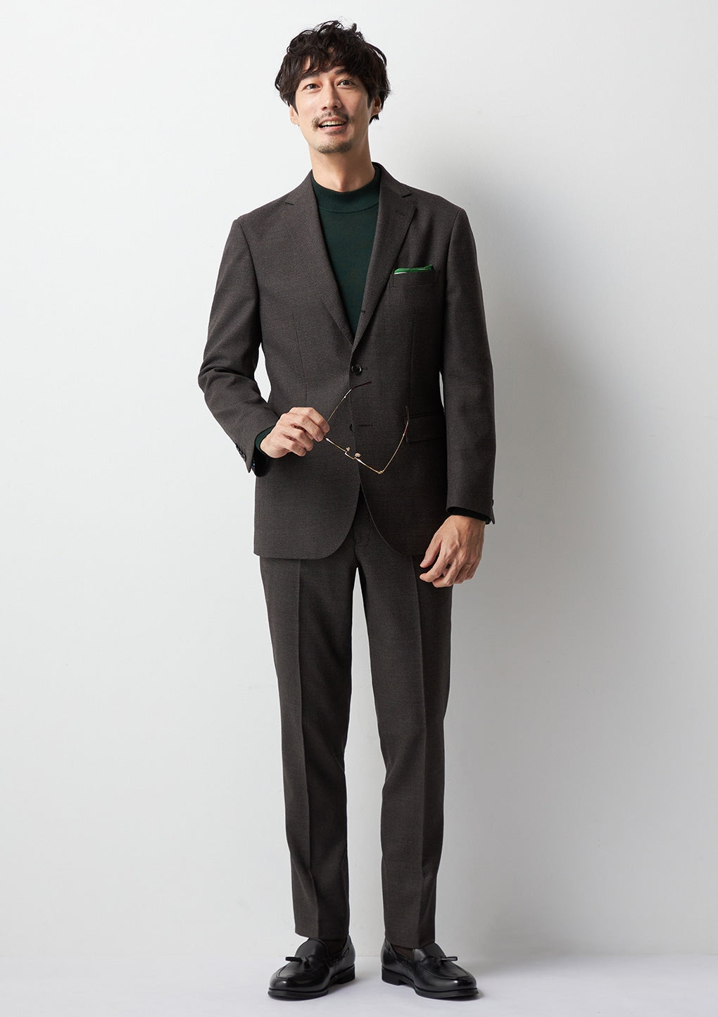 獵犬紋磨毛搭配褲子 - 啡色_30