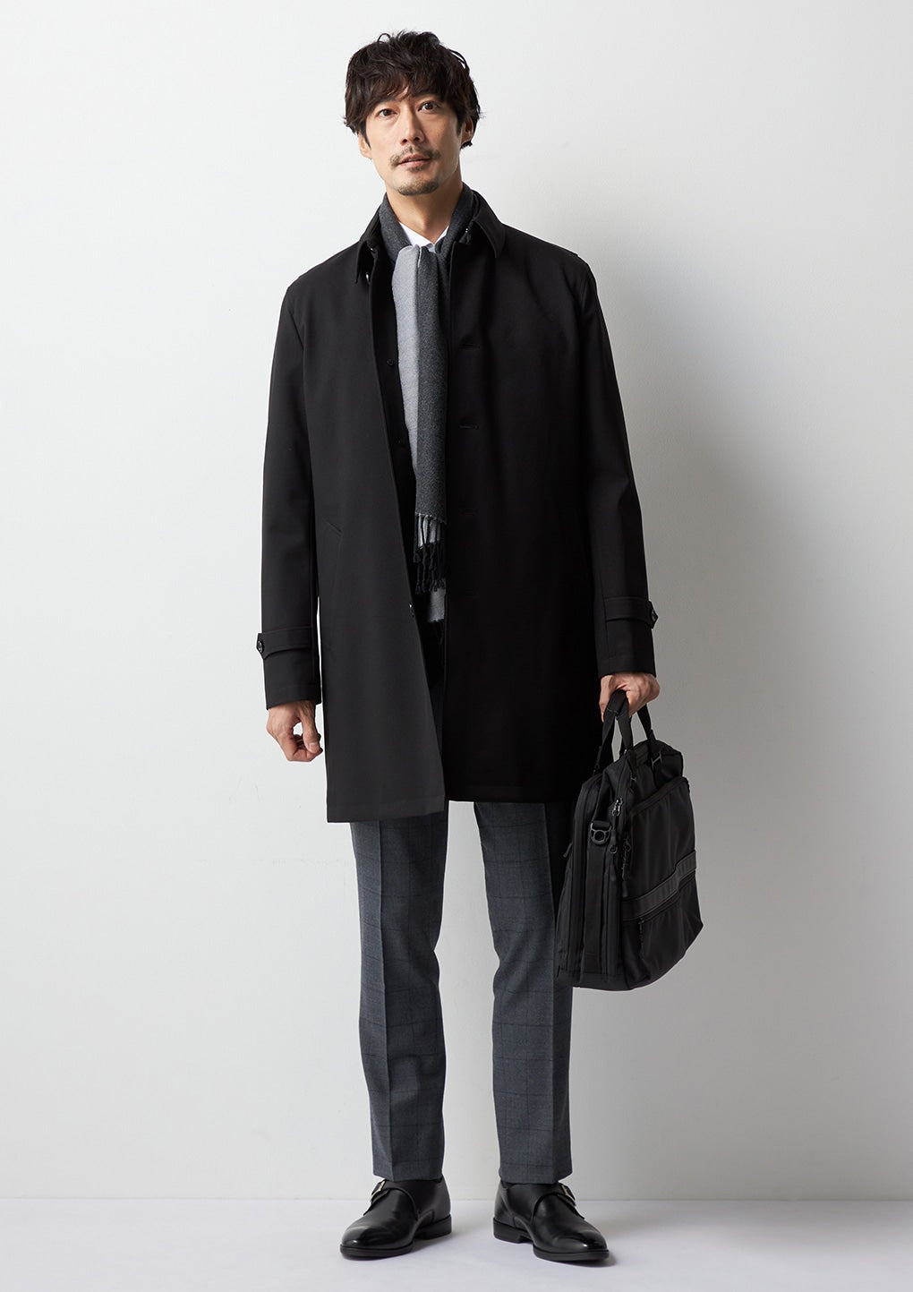 Windowpane Milled Wool Matching Pants - Medium灰