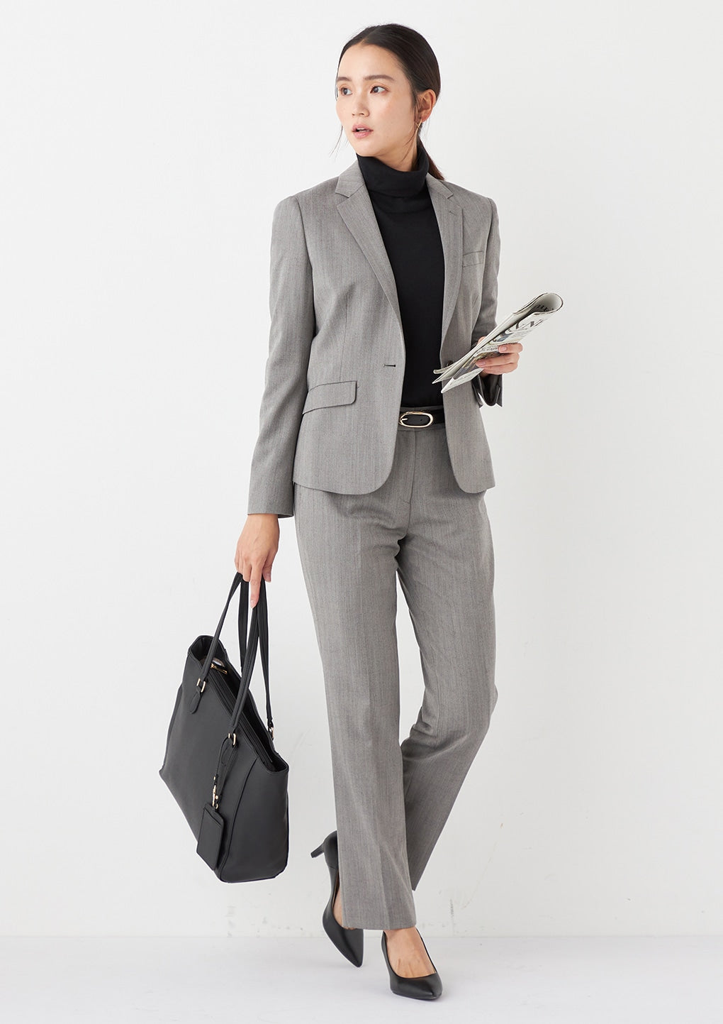 可机洗弹力羊毛磨毛鱼骨纹 锥形裤 - 米色_36