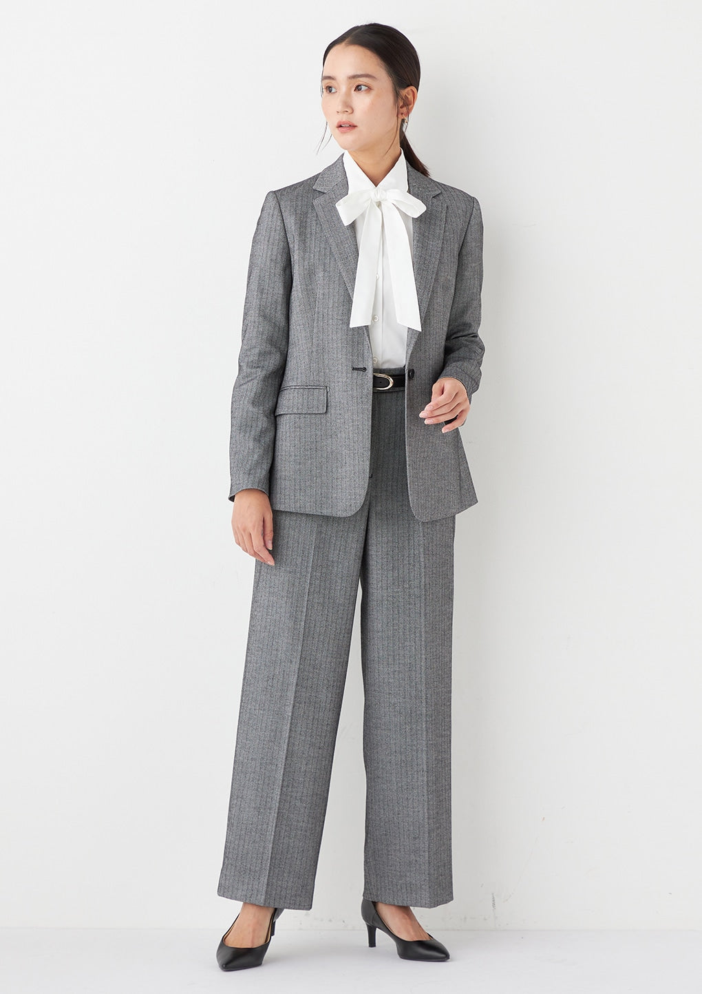 THE THIRD SUITS 魚骨紋 長外套 - Medium灰