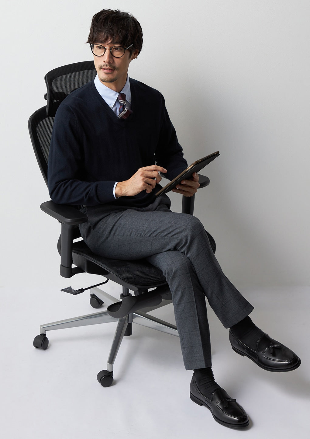 Windowpane Milled Wool Matching Pants - Medium灰