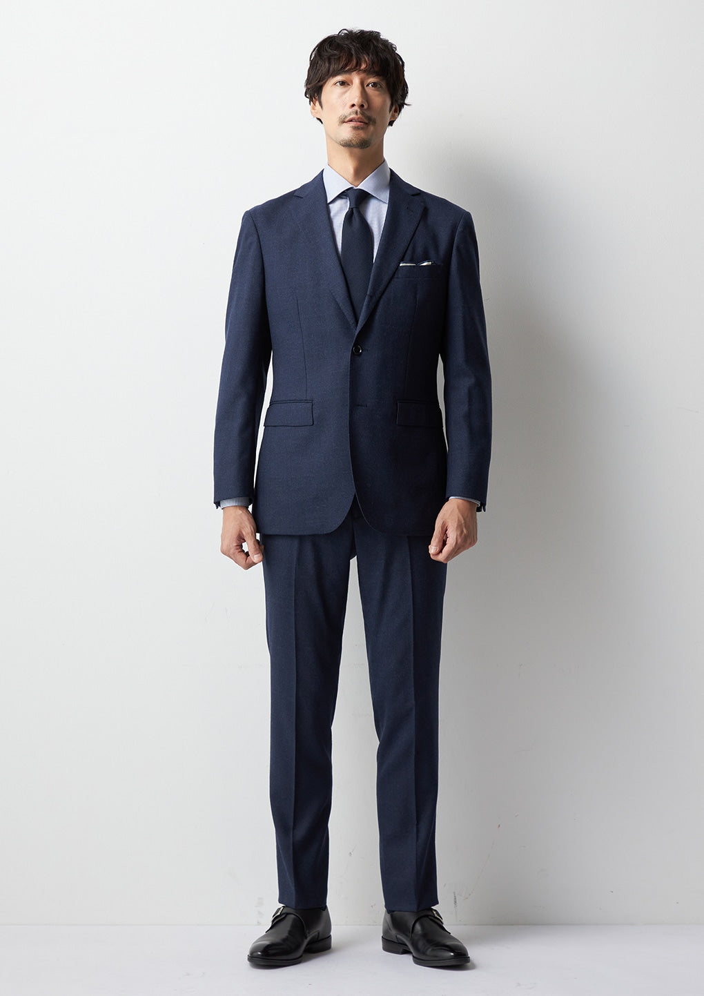 Solid Milled Wool Matching外套 -深蓝