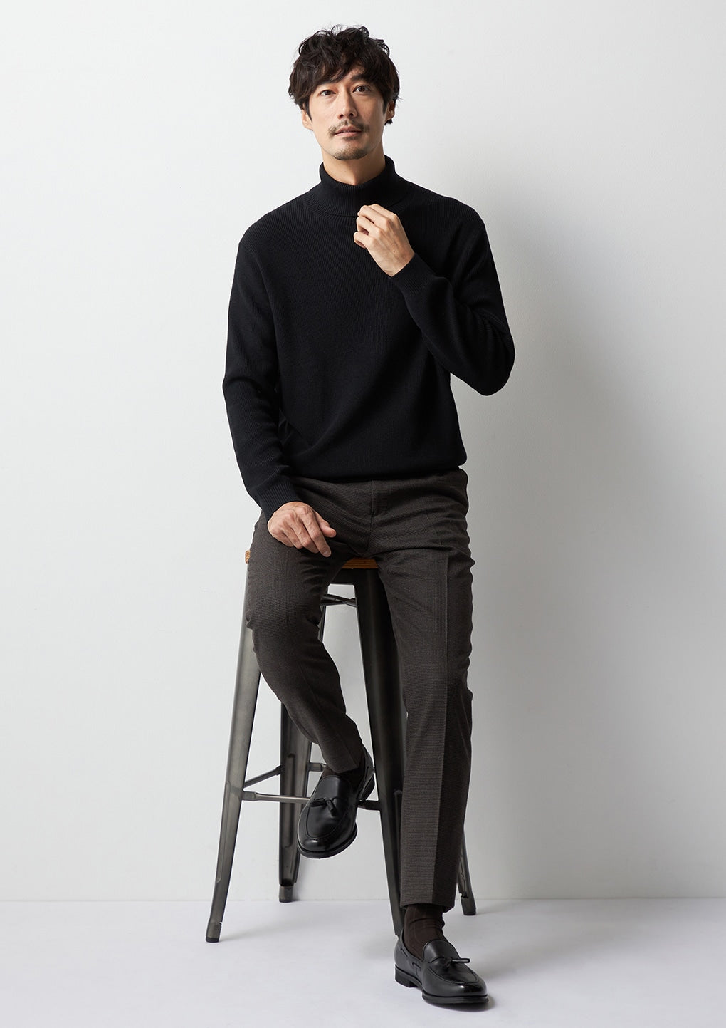 獵犬紋磨毛搭配褲子 - 啡色_33