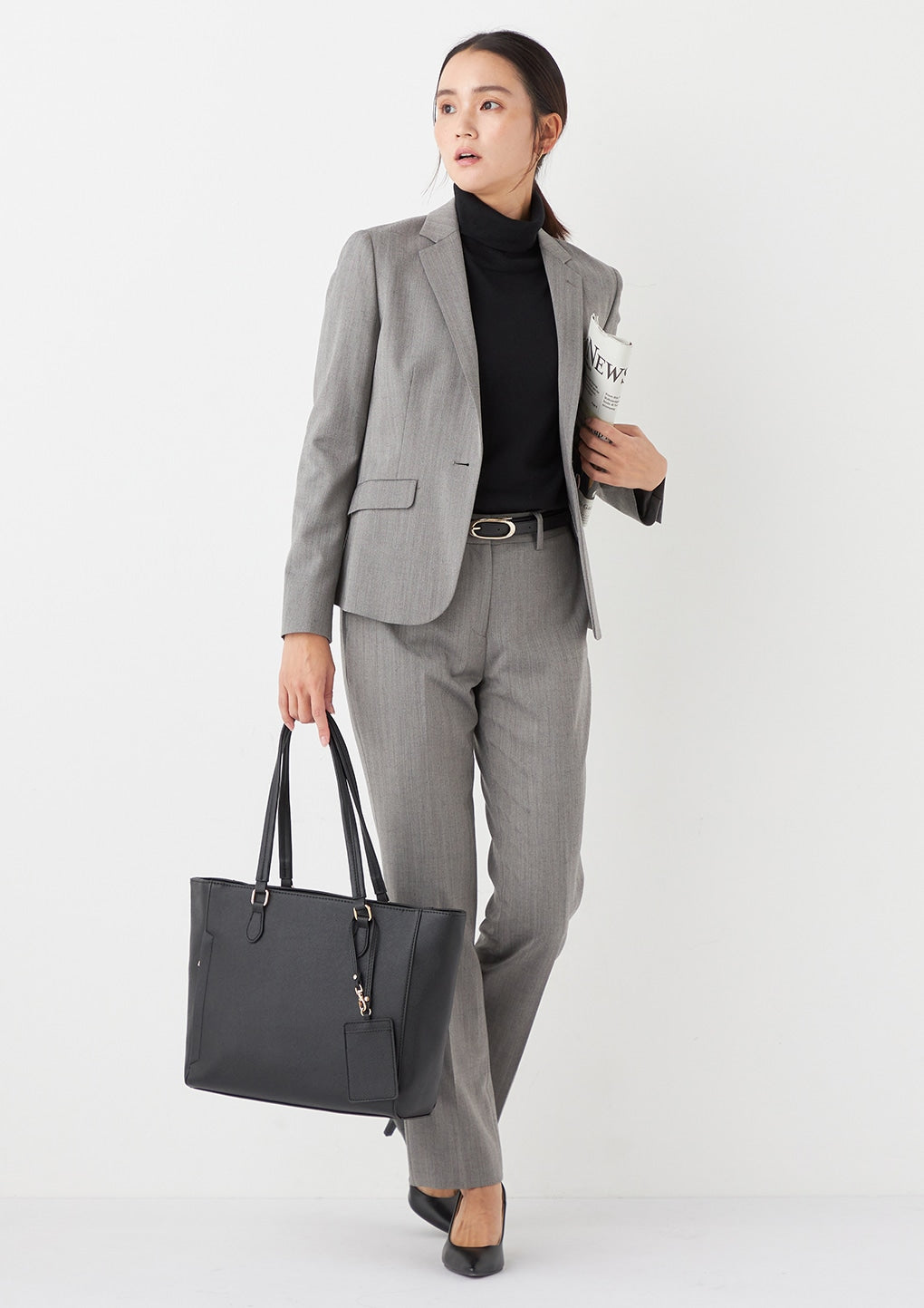 可机洗弹力羊毛磨毛鱼骨纹 锥形裤 - 米色_40