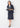 Washable Stretch Three-Quarter Sleeve Check Jacket - Navy_58