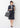 Washable Stretch Three-Quarter Sleeve Check Jacket - Navy_57