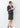 Washable Stretch Three-Quarter Sleeve Houndstooth Jacket - Charcoal Gray_58