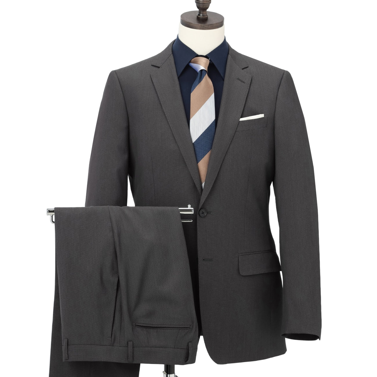 Wool Blend Slim Suit - Medium Gray_01