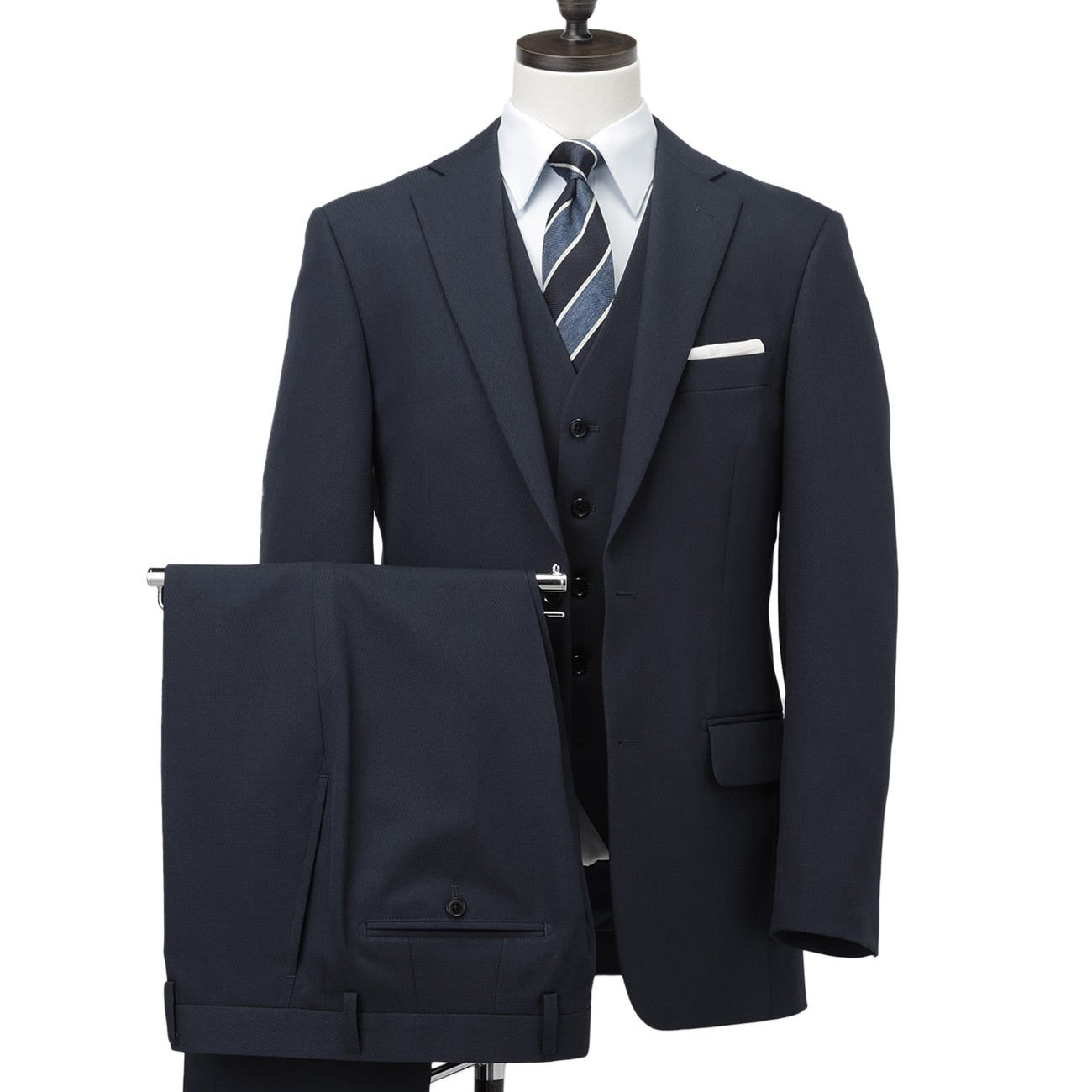 Three-piece Washable Comfortable Slim Fit Suit - Navy_01