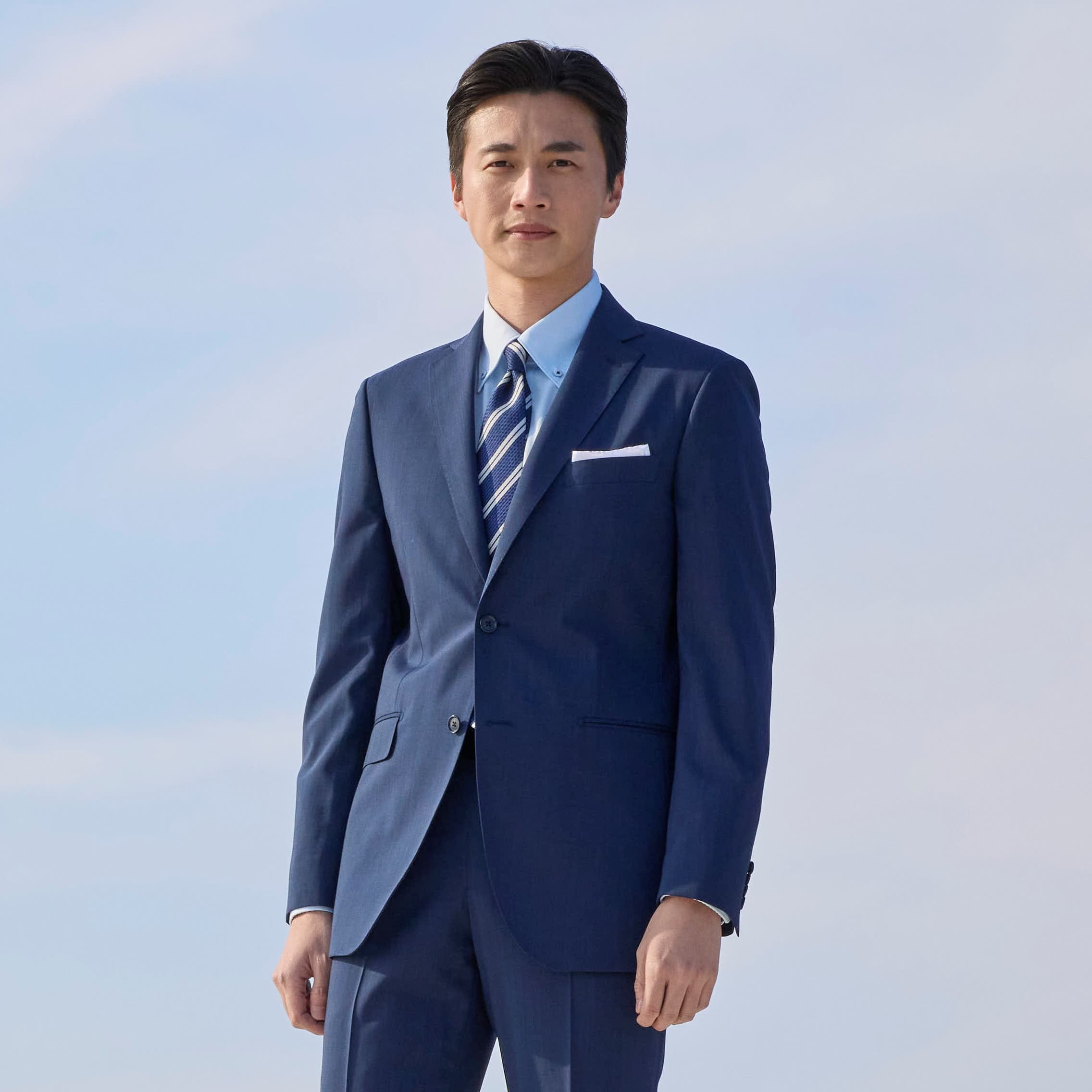 Aircool Two-pants Washable British Slim Fit Suit - Navy_01