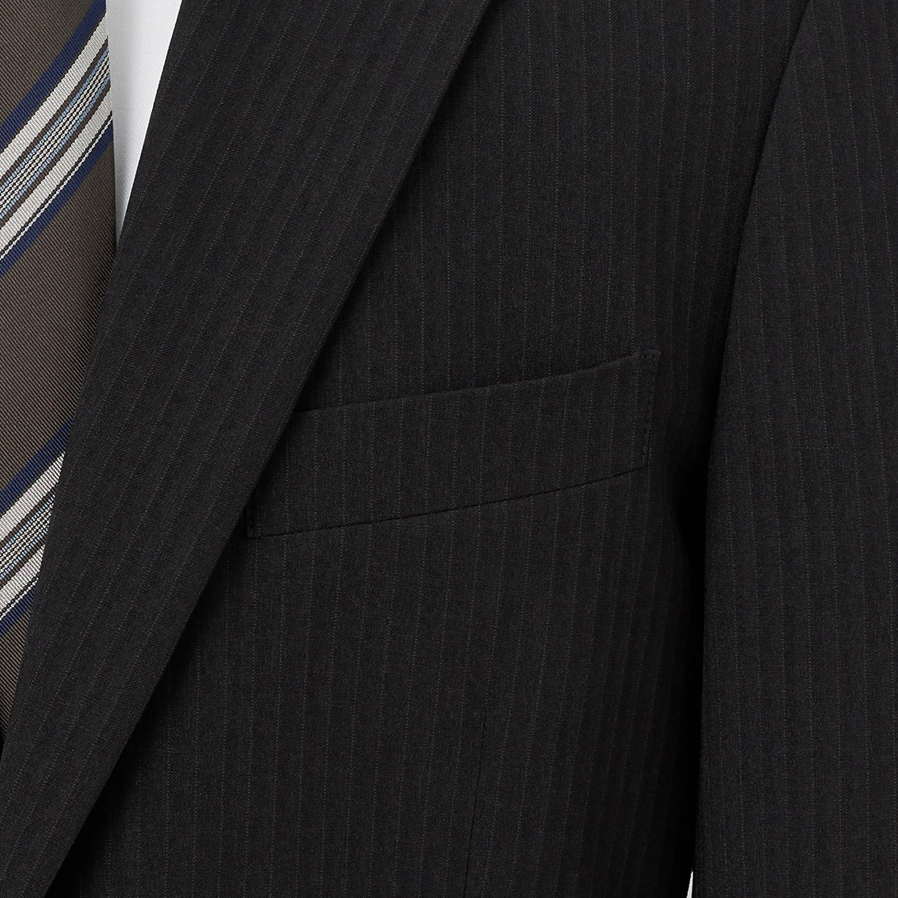 可機洗修身條紋西裝 - 黑色_09