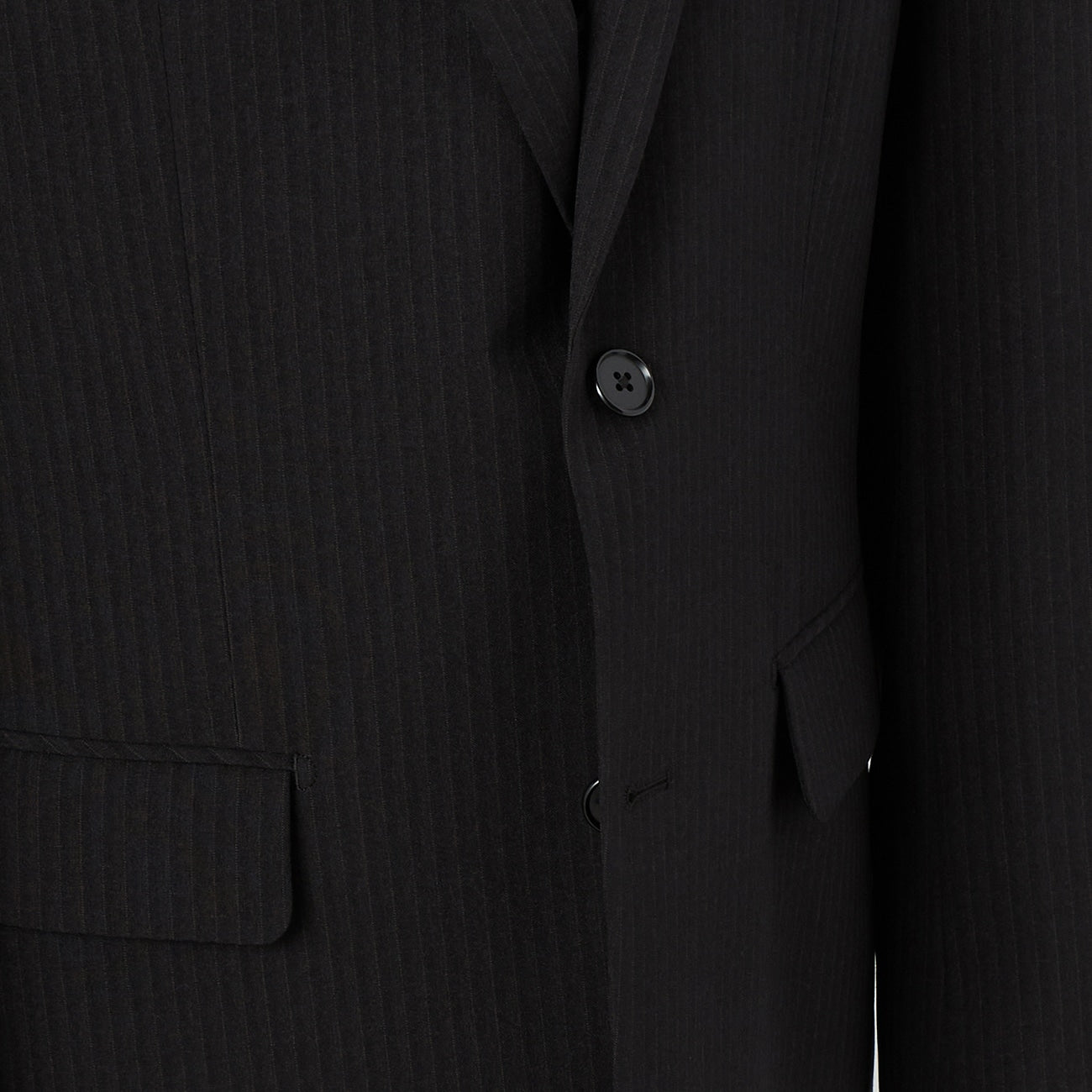 可機洗修身條紋西裝 - 黑色_10