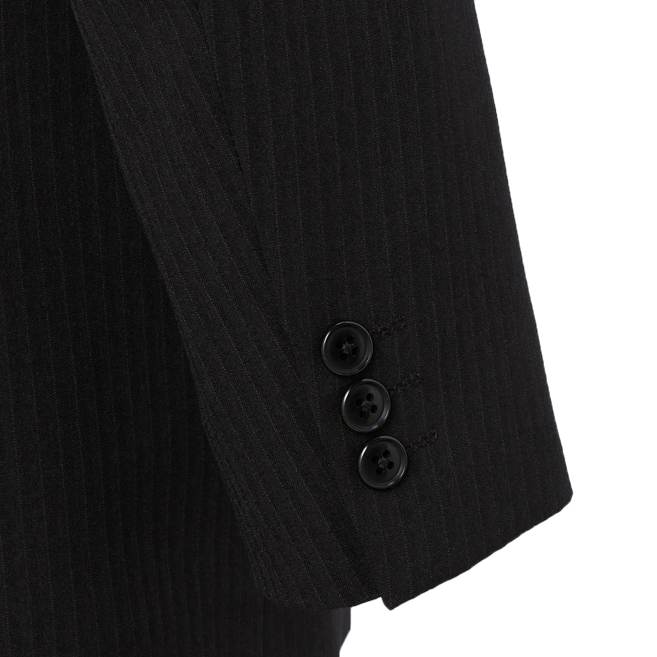 可機洗修身條紋西裝 - 黑色_12