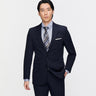 可機洗修身條紋西裝 深藍