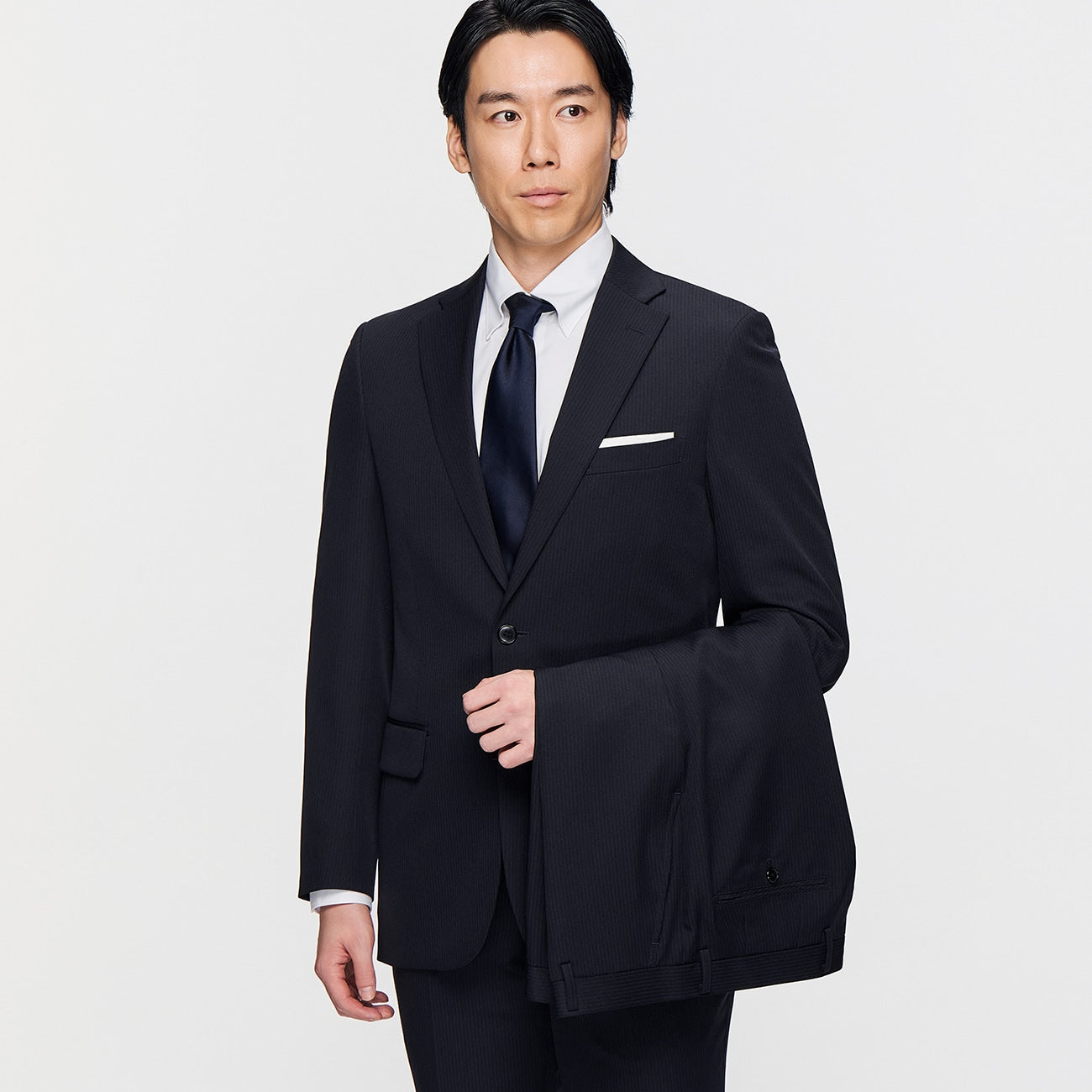 可機洗 Fit Stripe 2-pant Suit -深藍