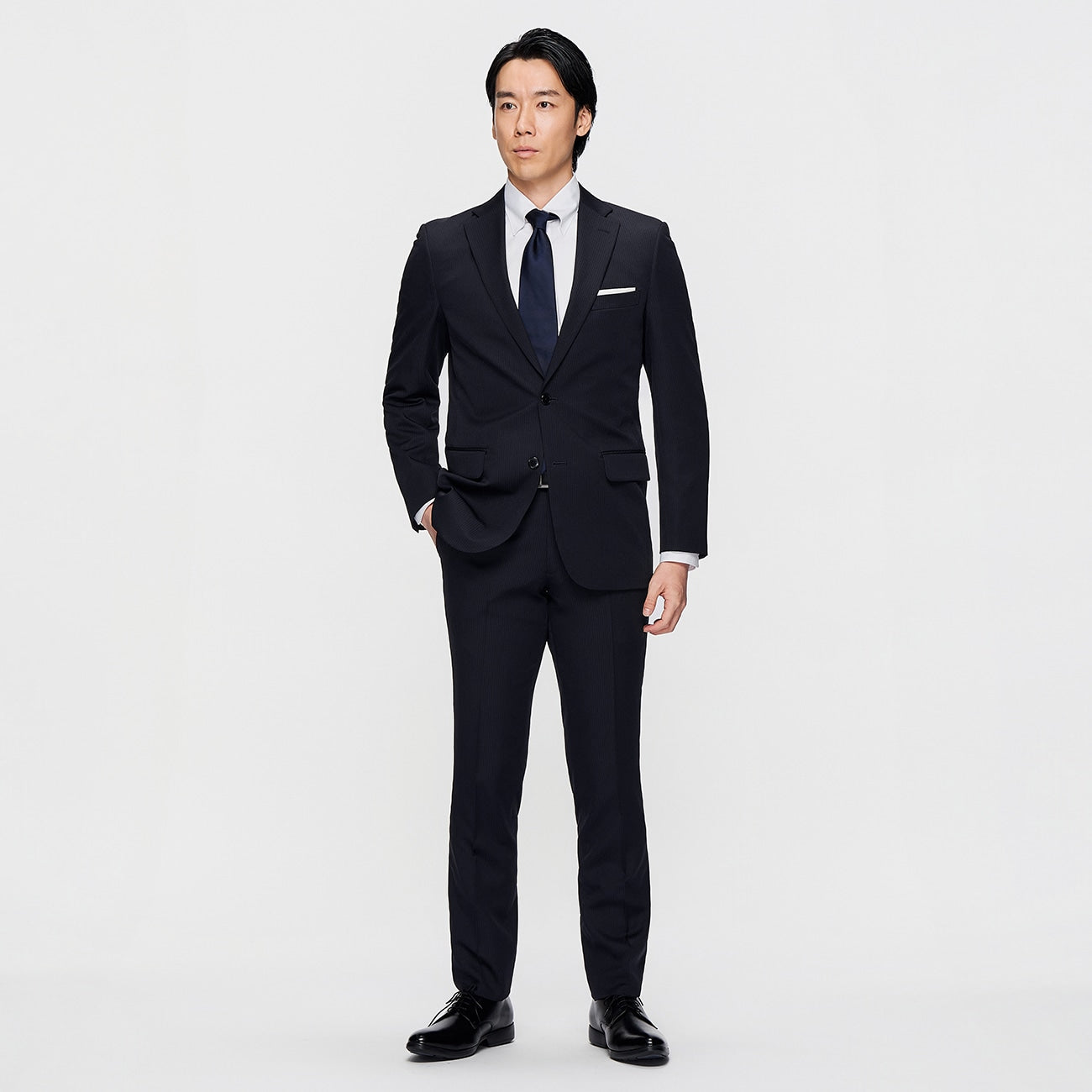 可機洗 Fit Stripe 2-pant Suit -深藍
