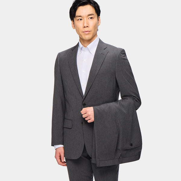 Aircool Washable 2-Pant Houndstooth Slim Fit Suit - Gray