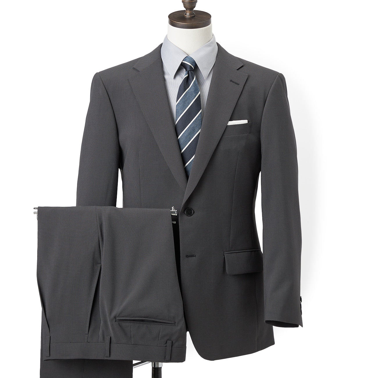 Recycled Fabric Stretch Micro Check Suit - Gray_01