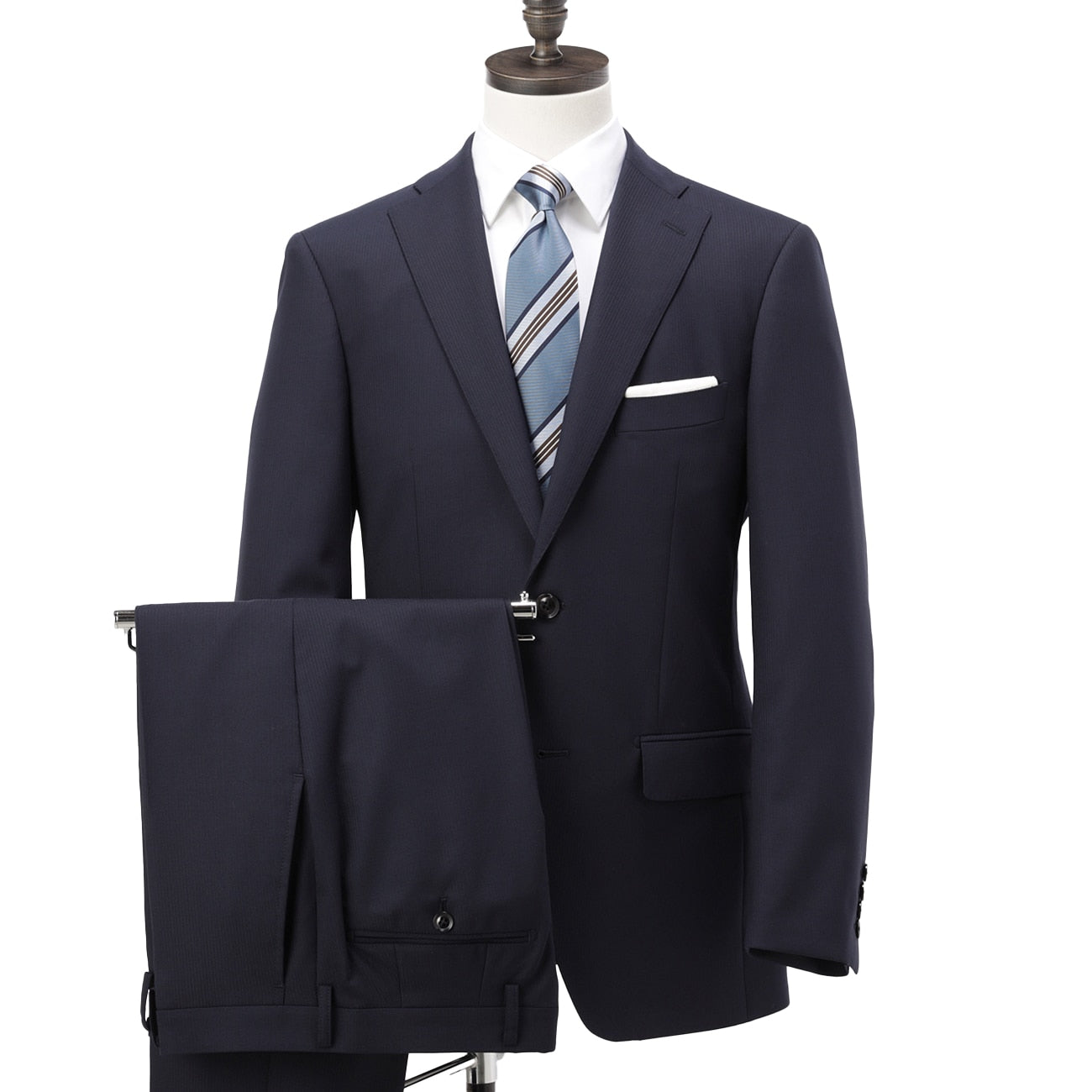 Premium Stretch Shadow Stripe Slim Suit - Navy_03