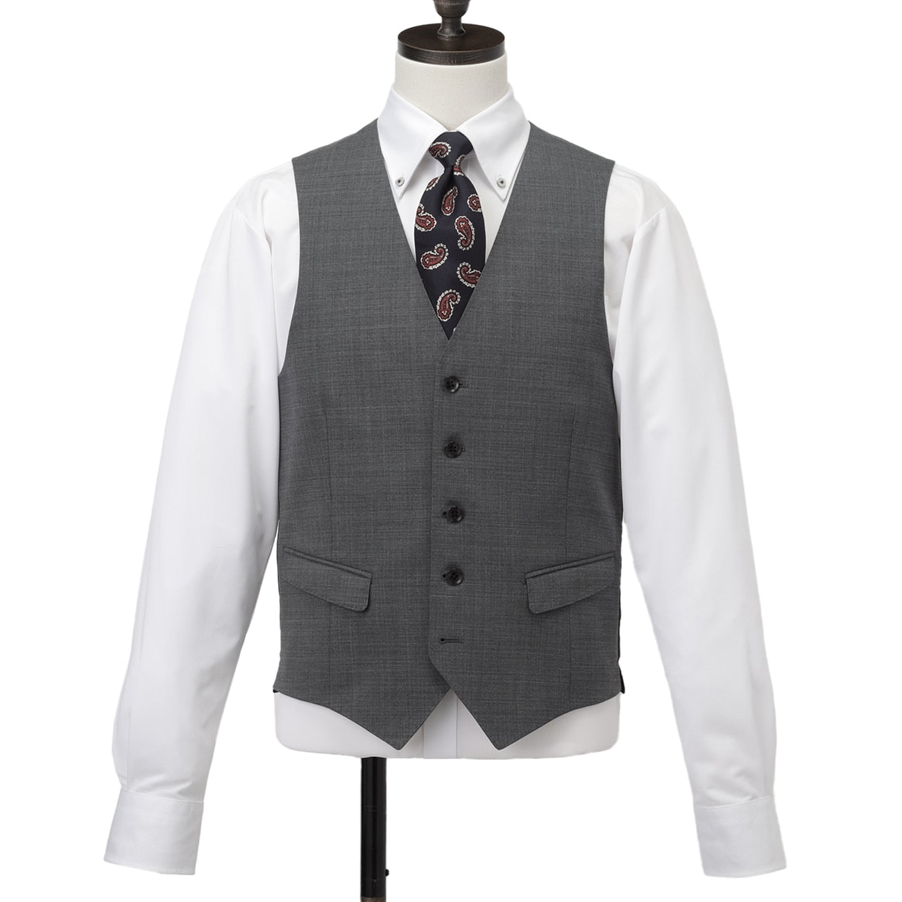 Three-piece Shadow Stripe Comfortable Slim Fit Suit - Light Gray_03