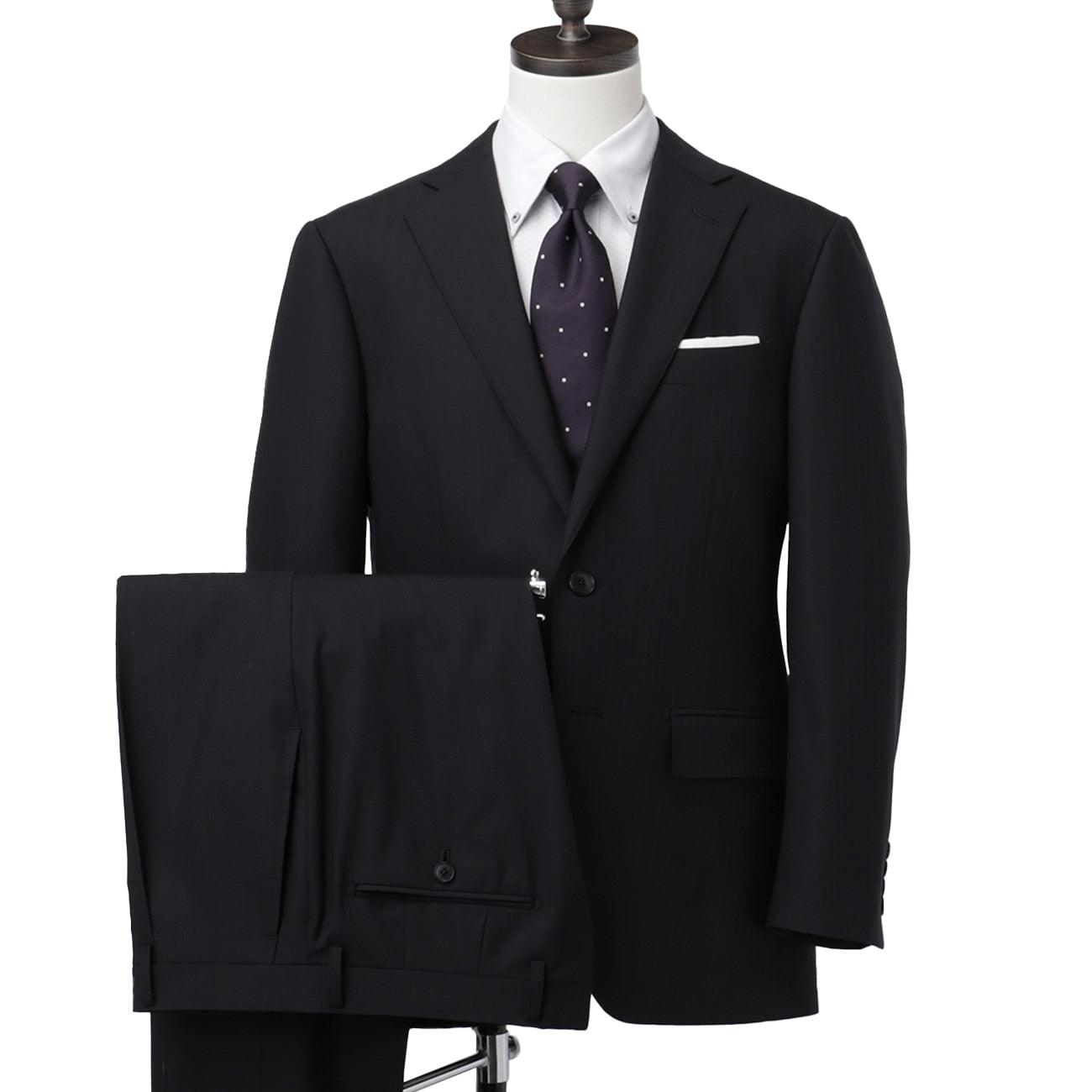 Golden Prestige Line Shadow Stripe Suit - Black_01