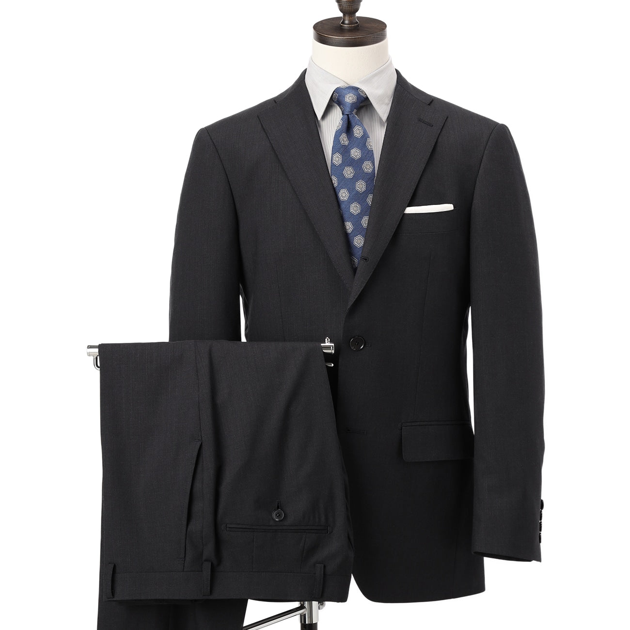 Golden Prestige Line Shadow Stripe Slim Suit - Charcoal Gray_01