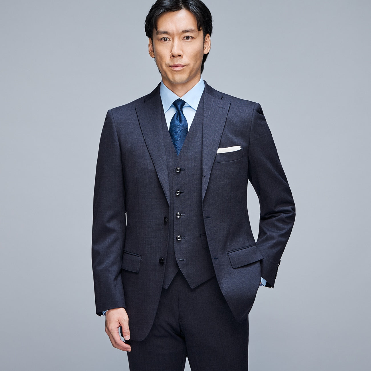 Premium Stretch 3-piece Suit - Navy_01