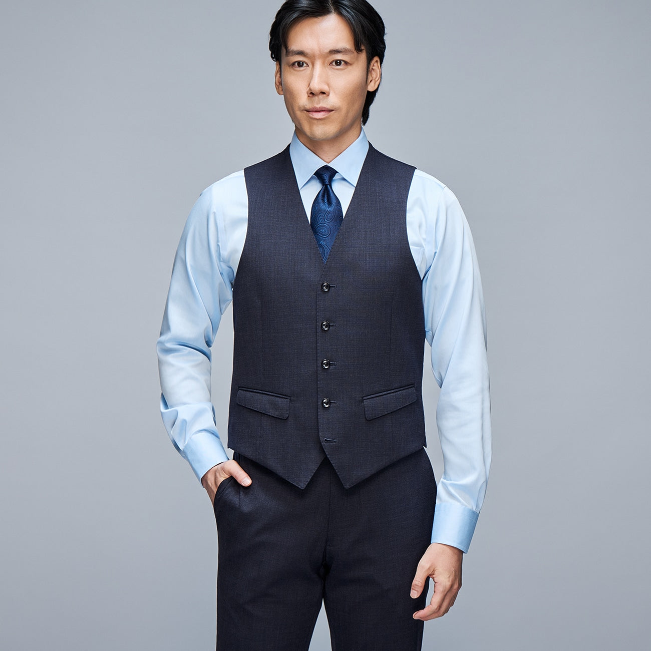 Premium Stretch 3-piece Suit - Navy_02