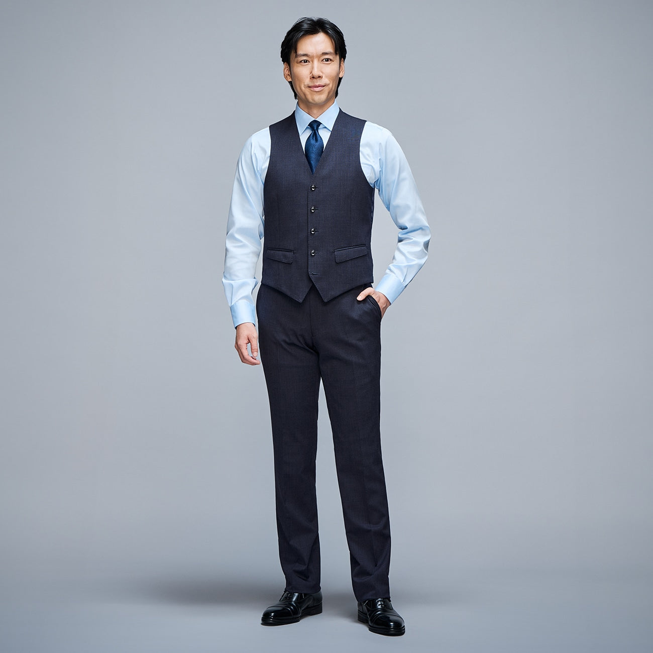 Premium Stretch 3-piece Suit - Navy_04